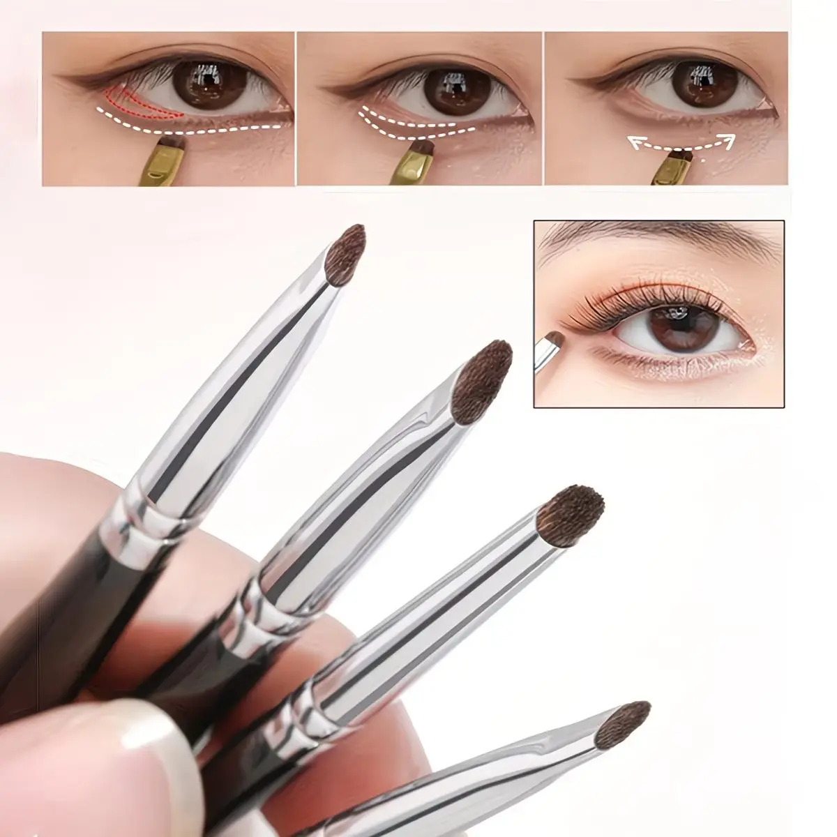 4-Piece Eye Makeup Brush Set, Blending & Highlighting Brushes, Beginner-Friendly Cosmetic Tools, Essential Eyeshadow Brushes, Eye Brush Kit, Highlighter Brush