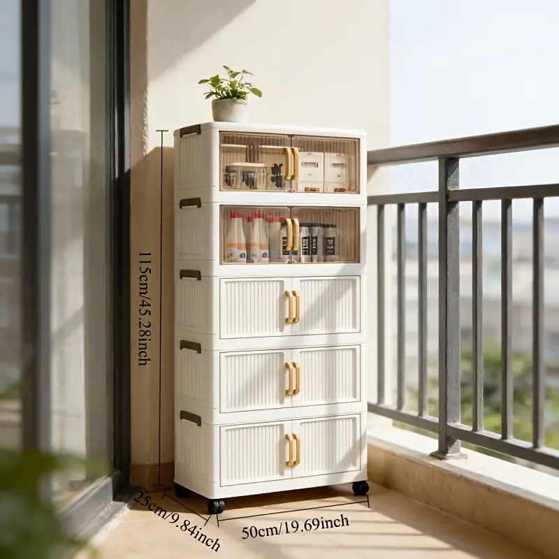 Large 5/3/1 layer plastic storage box with lid 19 "face width folding locker, foldable stackable pulley container, folding storage system, suitable for wardrobes, bathrooms, homes, offices, dormitories