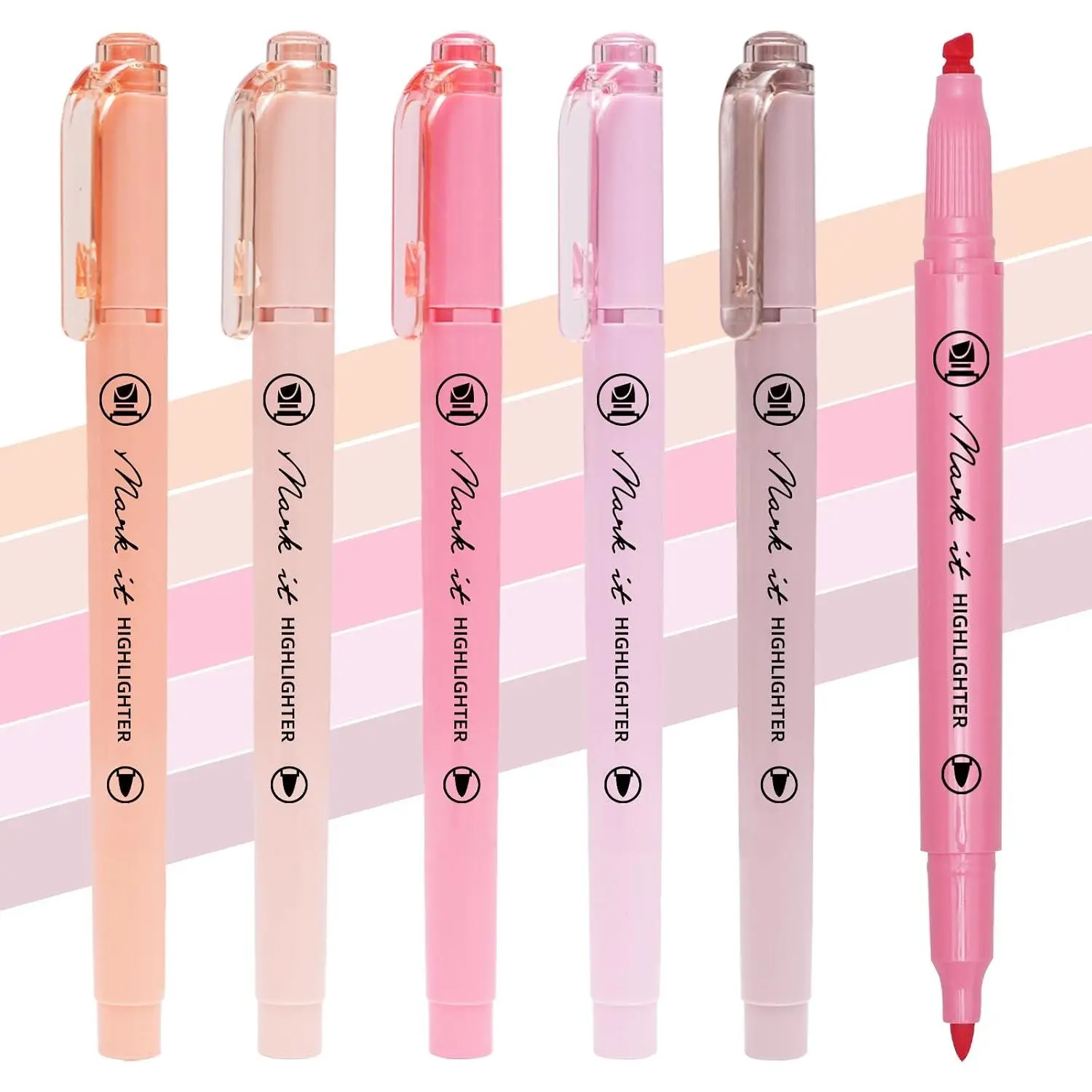 Highlighters, 5 Pack Aesthetic  Highlighters No Bleed, Pastel Highlighter  Colors, Cute Highlighter  Tip For Journaling Supplies