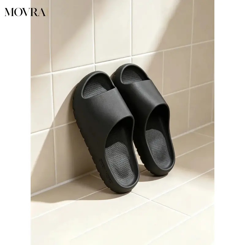 MOVRA1 Men's Retro Plain Minimalist Design, Soft Comfortable Non-Scratch Shoes, Anti-Insole, Waterproof Easy Care, Home Outdoor Sandals Footwear, Slide