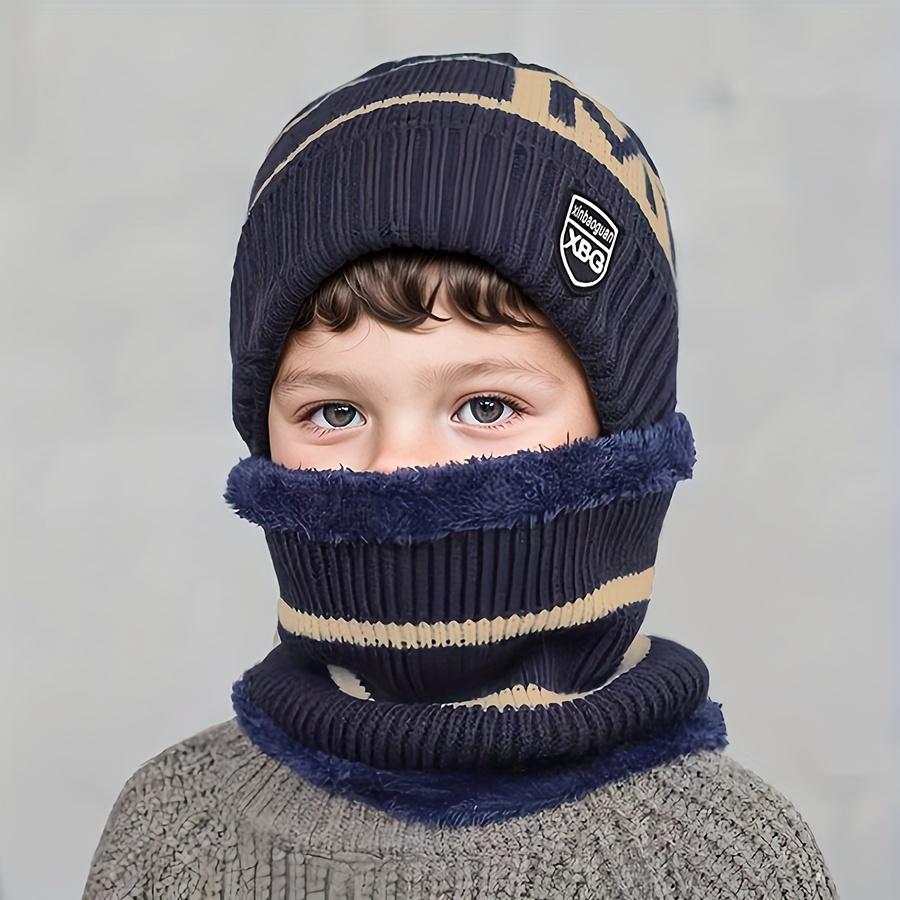 2pcs Kids' Winter Hat & Scarf Set - Thick Warm Beanie with Ear Flaps, Stretchy Fit, &, Perfect for Outdoor Play, School, Christmas, Winter Hat For Boys, School Winter Wear, Festive Winter Wear, Soft Winter Wear