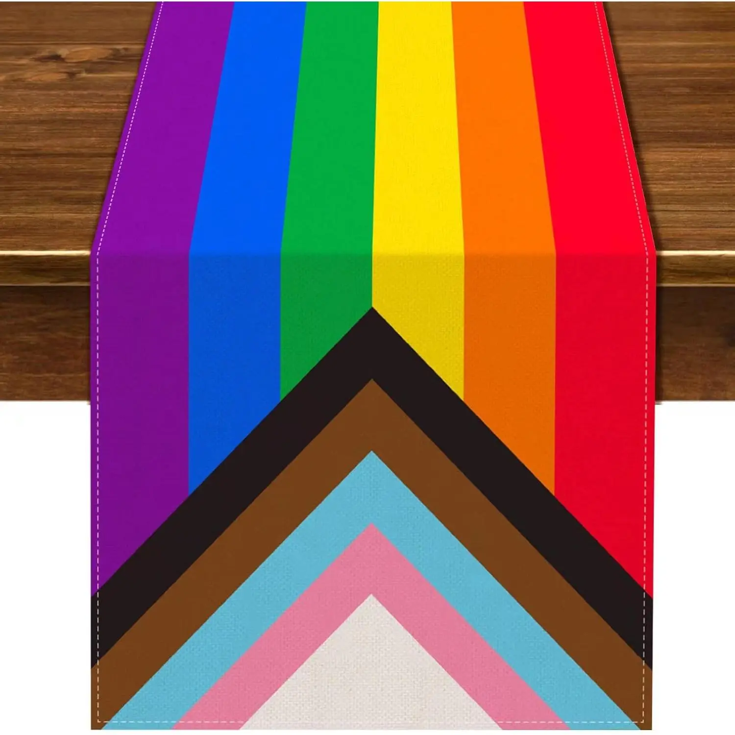 Rainbow Table Runner Rustic June Pride Month LGBTQ+ Party Decoration Linen Farmhouse Home Dining Room Kitchen Table Decor (13" x 72")