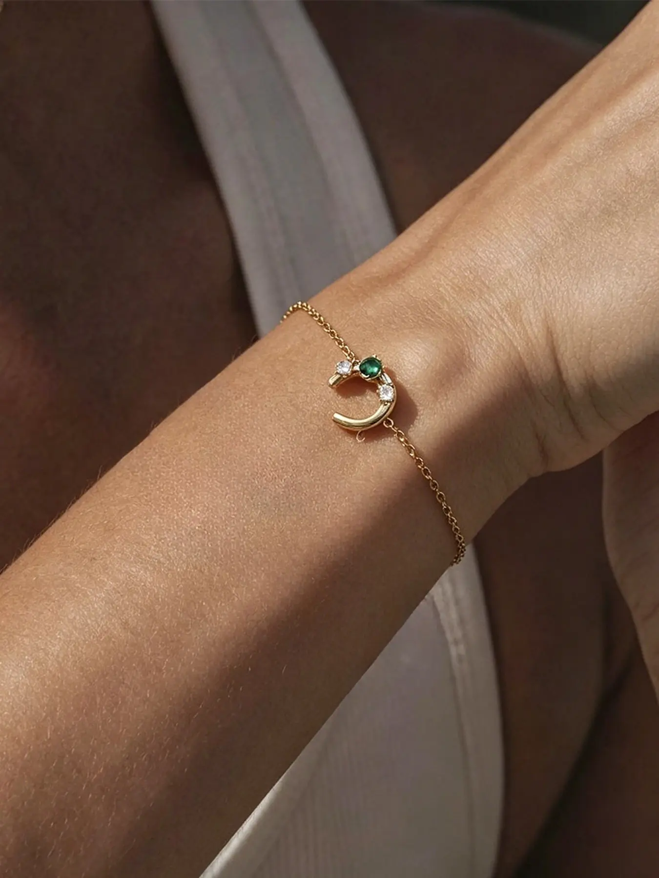Exquisite Zircon Lucky Horseshoe Shape Pendant Bracelet For Women 18K Gold PVD Plated Stainless Steel Party Jewelry
