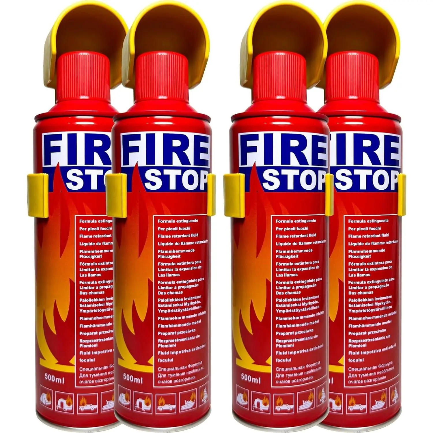 4-Pack Fire Extinguisher with Mount Brackets, Portable Multi-Purpose Fire Protection for Home, Kitchen, Car, Boat, BBQ