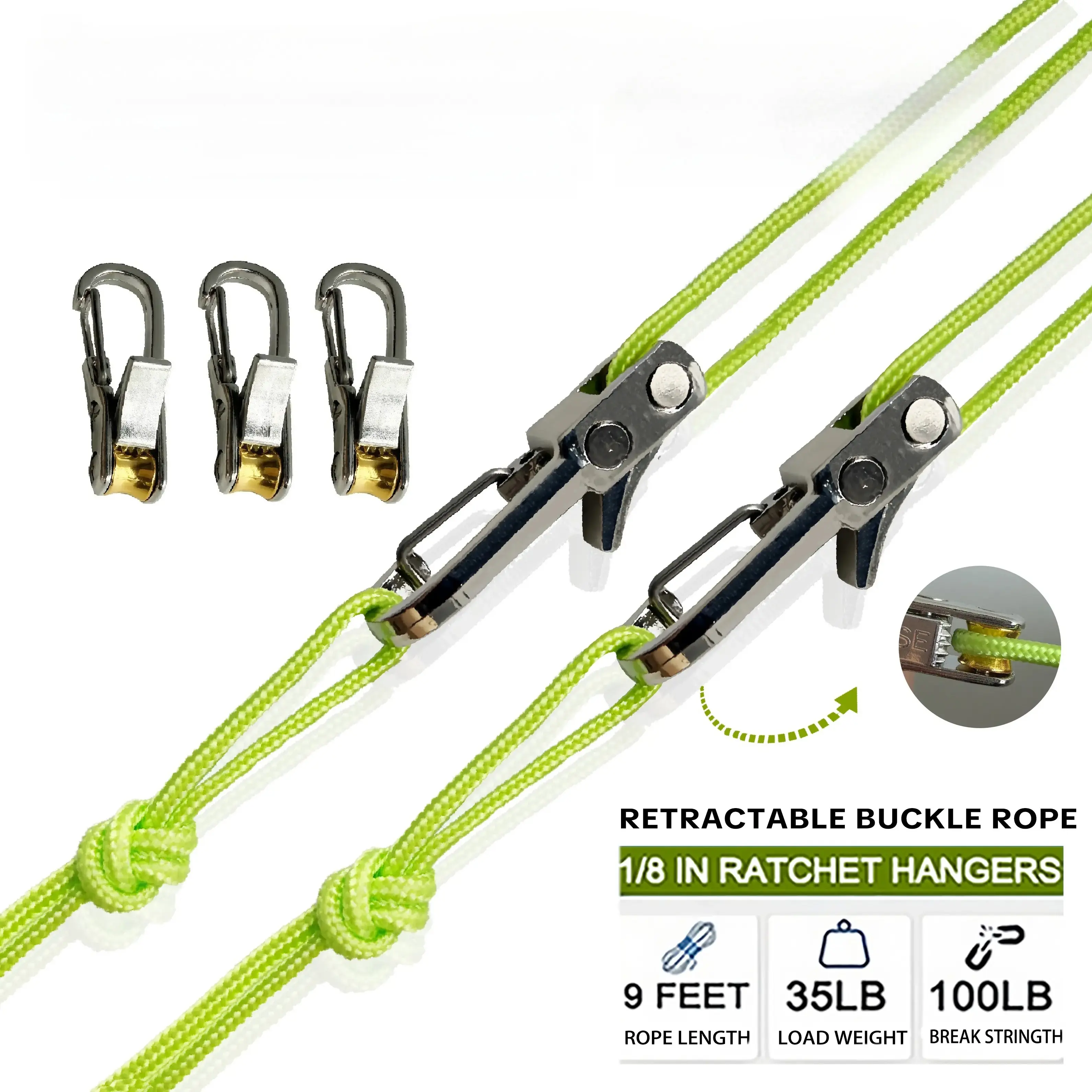 Heavy-Duty Tie Down System with Pulley Mechanism, Braided Rope with Metal Hook for an Easy Secure Tie Down of Cargo & Tarps, Camping, Rope Roller, Adjustable, Guy Lines, Outdoor Camping, Accessory Cord, No, Adjustable Ropes, Durable Tie Downs