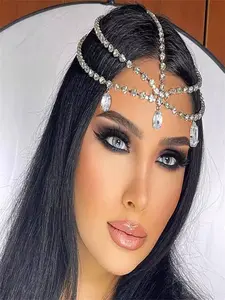 European and American Fashion Teardrop Forehead Chain, Unique Indian Style Vintage Teardrop Headband Jewelry for Women