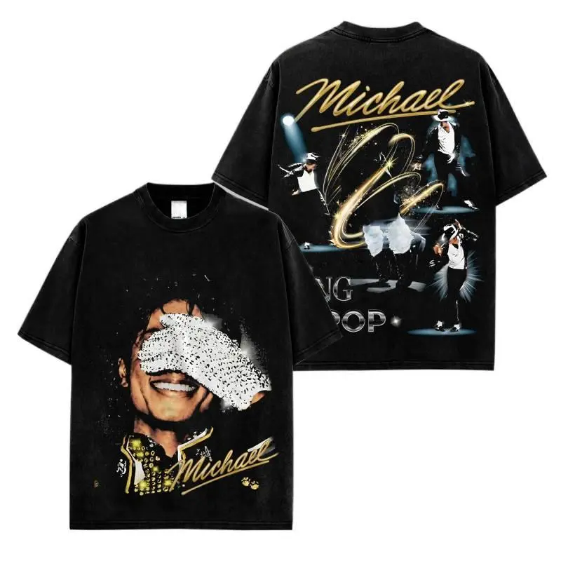 👑🔥Michael Jackson "King of Pop" Graphic T-Shirt👑| Vintage Music Legend Oversized Tee, MJ Concert Era Inspired Streetwear, Retro Pop Music Fan Shirt, Classic Dance Culture Fashion, Unisex Cotton Short Sleeve Tee, Gift for MJ Fans