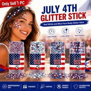 1 PC Patriotic Body High Quality Glitter Stick, Red White Blue Star Shape Hair Glitter, Star Sequin Face Hair Body Glitter, Waterproof Long-Lasting Makeup, 4th of July Outfits for Women, Fourth of July Outfit Women, Parades Parties Sports Events