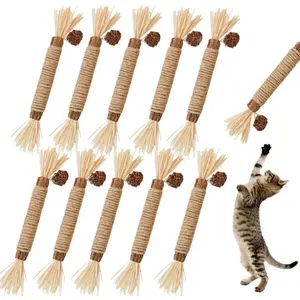 10 Pack Silvervine Sticks for Cats, Natural Matatabi Catnip Chew Toys for Indoor Cats and Kittens, Interactive Cat Treat Toys, Dental Chew Sticks for Aggressive Chewers