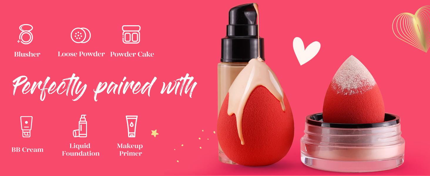 Makeup Sponge Set 5 Pack Micro Porous Low Absorption Soft Latex Free Foundation Beauty Sponges & Blenders for Powder Cream