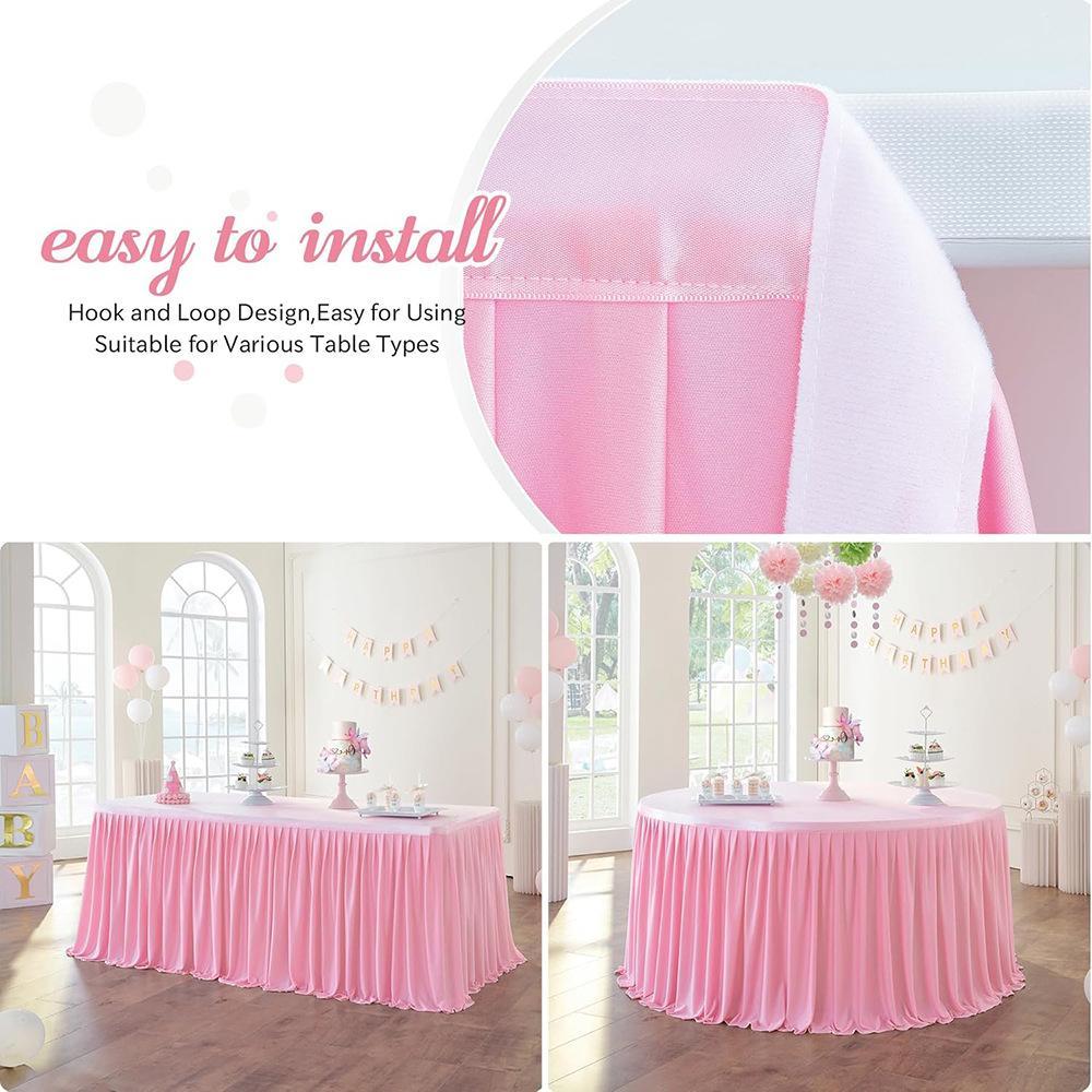 Rectangle Fitted Tablecloth Elastic Thick Spandex Table Pleated Skirt Wedding Event Birthday Cake Table Cover Hotel Exhibition