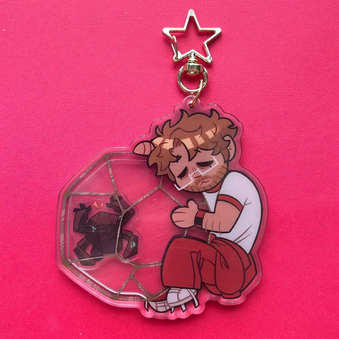 Project Hail Mary Ryland Grace Rocky Shaker Acrylic Keychain, Cute Cartoon Man with  Shake Charm, Star Shape Metal Clasp Bag Pendant, Clear Double Layer Acrylic Key Ring, Anime Fan Collectible Gift