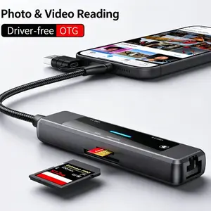 Type-C Expansion Ethernet Splitter 3.0 HUB, Five-In-One Driver-Free Dual-Head 100mbps USB Expander, Multi-Port Connectivity Solution