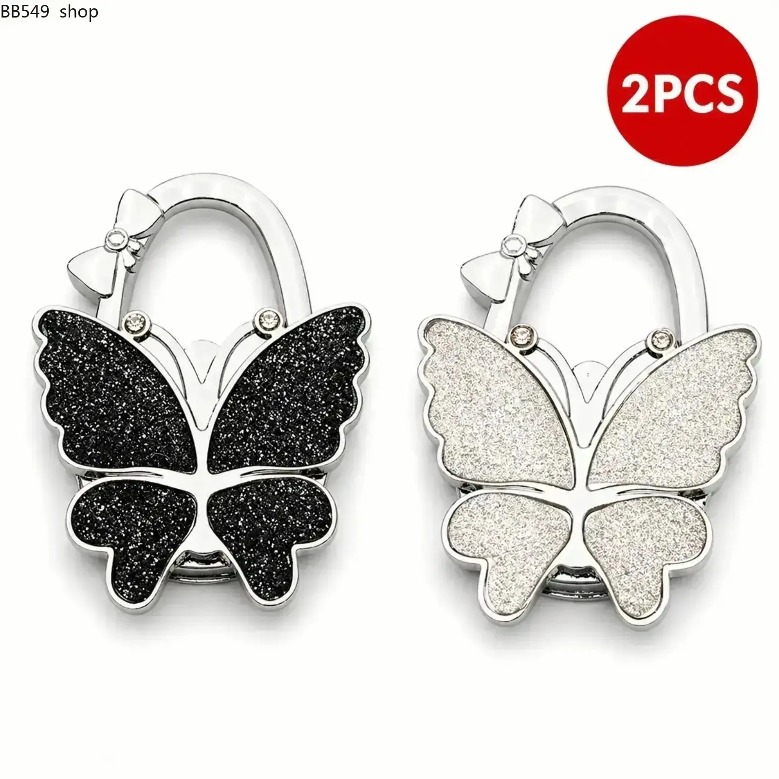 2-Pack Foldable Butterfly Purse Hook, Portable Collapsible Handbag Hanger, Lightweight Table Bag Holder Stand for Women, Anti-Slip Purse Hook Accessory for Restaurant, Office, Travel & Daily Use