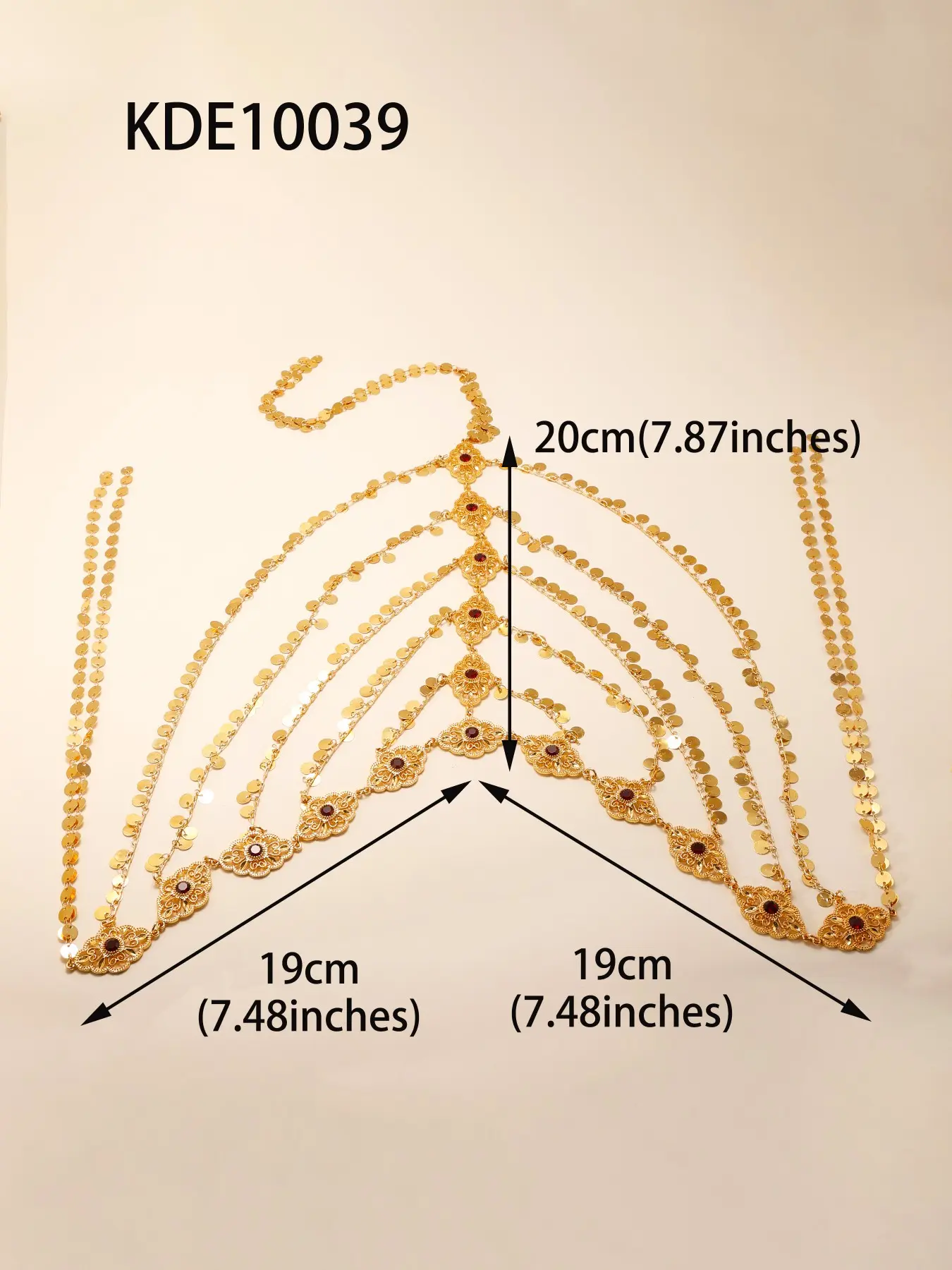 Dubai Arabic Headpiece Jewelry, Rhinestone Fringe Ruby Pendant Hair Chain, Wedding Accessory, Ethnic Women's Hair Ornament, Bridal Hair Accessories