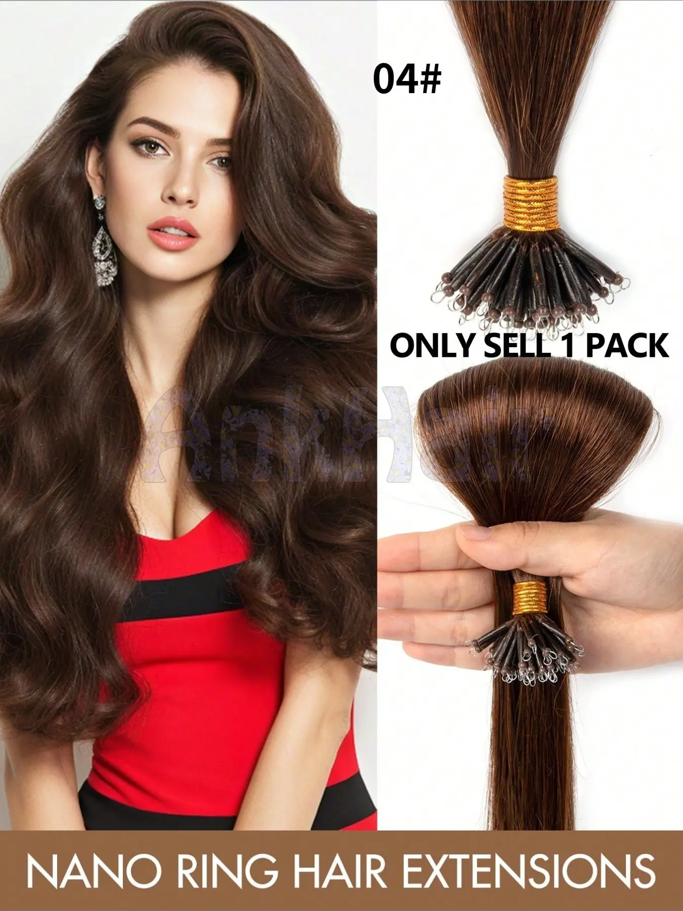 12-22inch Nano Ring Hair Extensions, Real Human Hair, Pre-Bonded Micro Beads, Natural Straight Texture, Invisible Seamless Application, Easy DIY, Microbead Hair Extensions