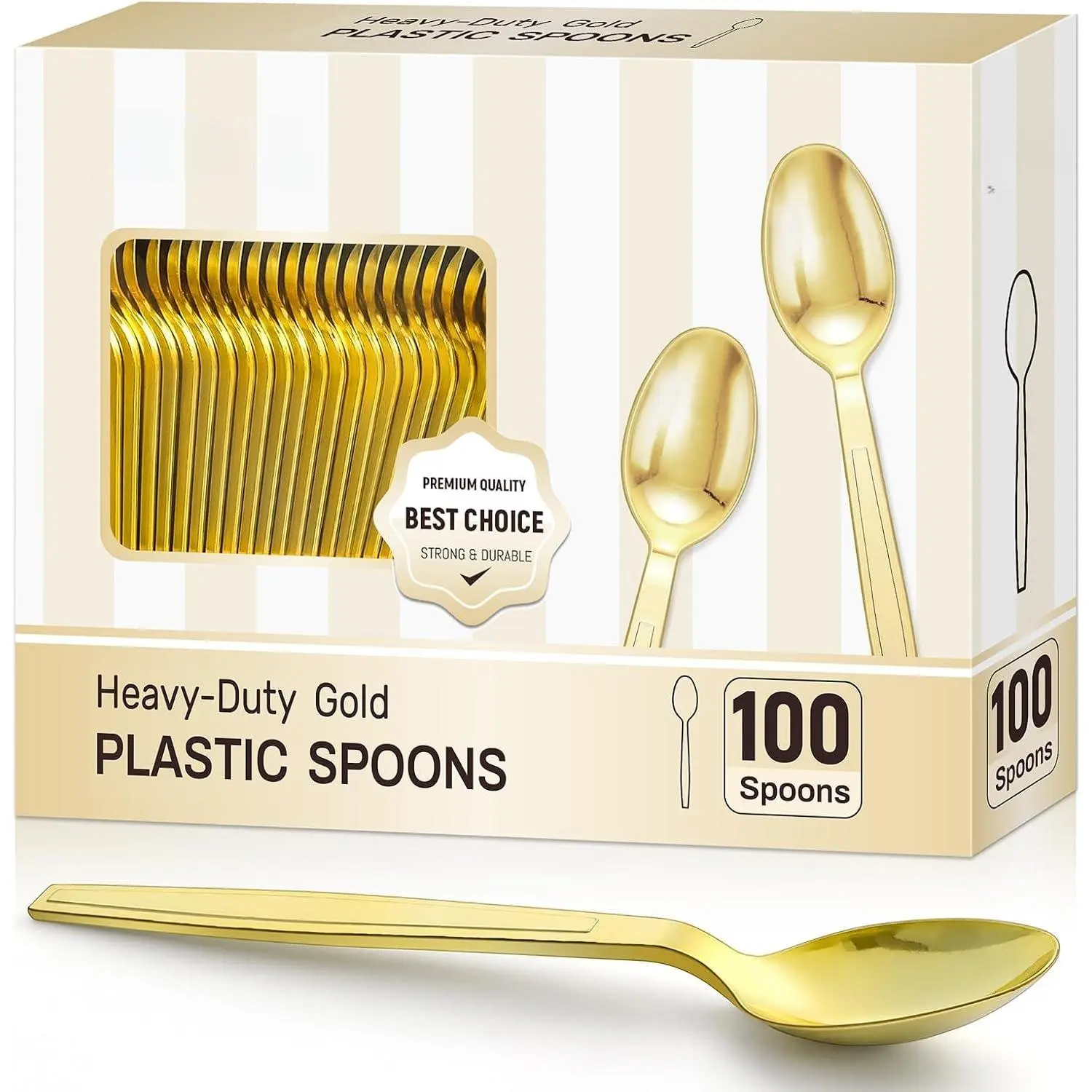 100  Disposable Plastic Spoons, Heavy Weight Disposable Spoons Plastic Utensils for Parties, Weddings, Picnics, Big Event, Daily Use -