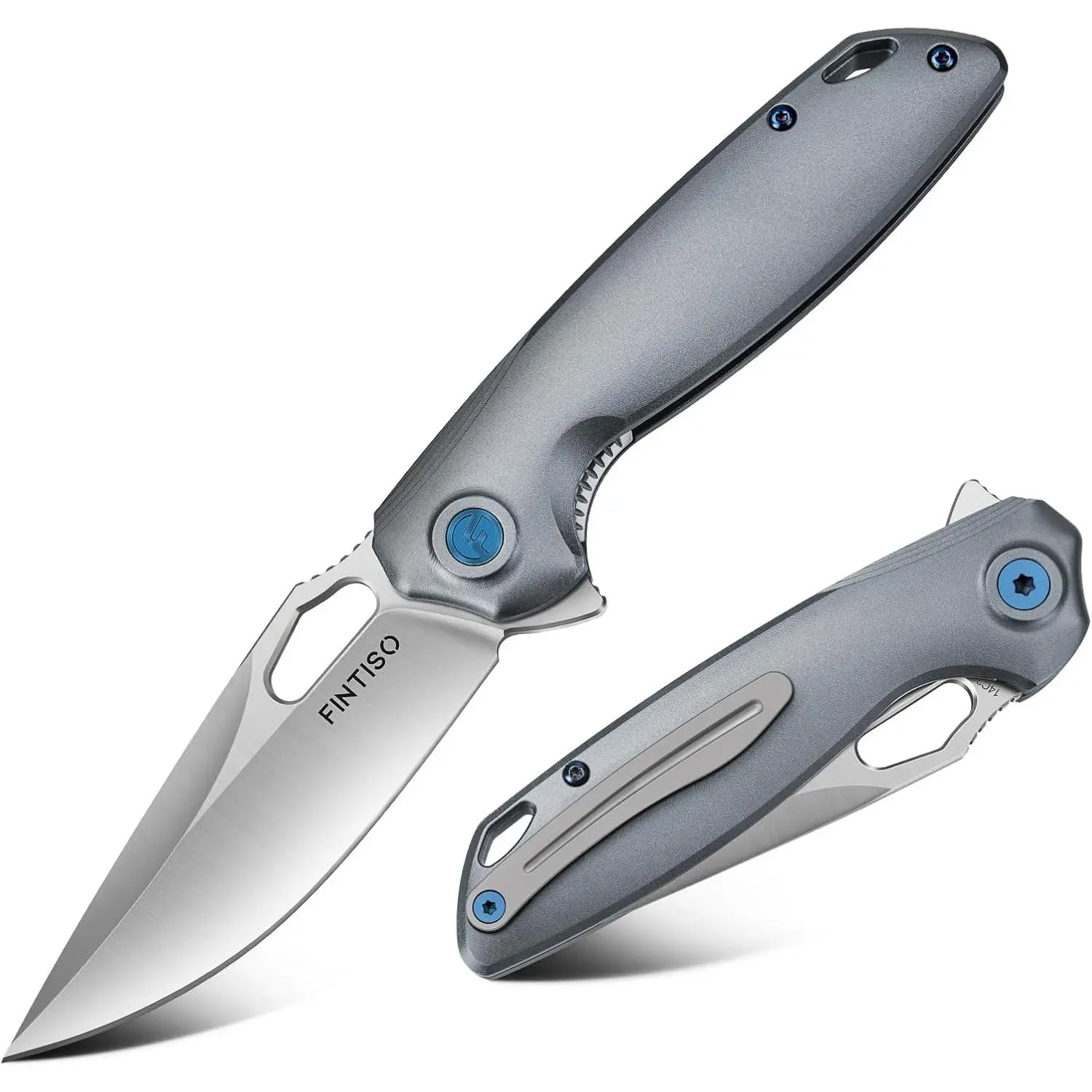 FINTISO Atlas Series Pocket Folding Knife - 3.38" Premium 14C28N Blade, 6061 Aluminum Alloy Handle, Camping Survival Tool, Ideal Gift for Men