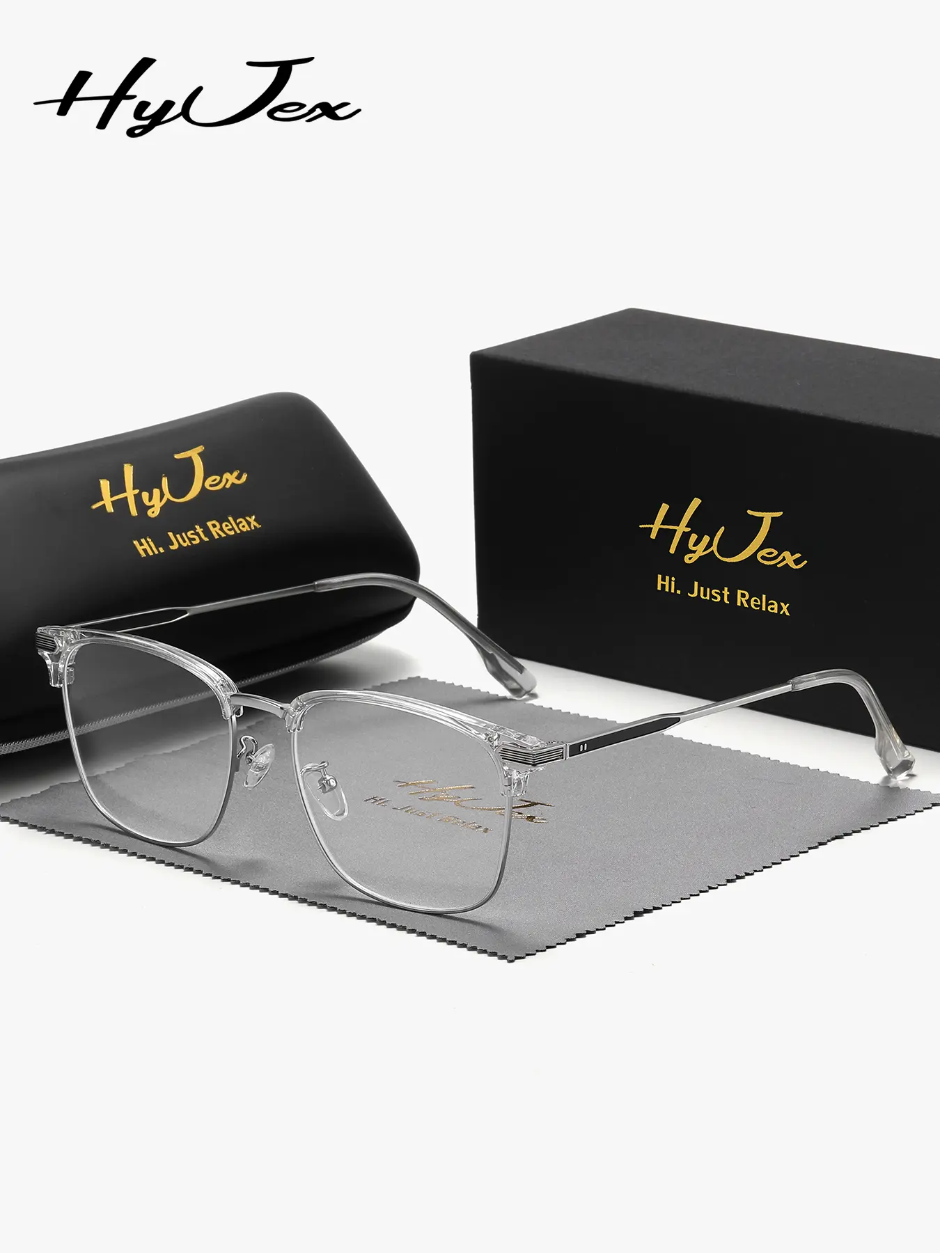 HyJex 1 Piece Unisex Easy To Wear Full Frame Plaon Glasses Exudes Refinement Square Frame Plaon Glasses