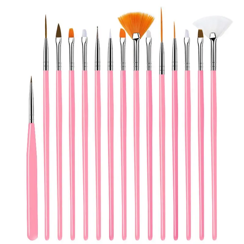15-Piece Acrylic Nail Art Brush Set, Dotting Tool & Line Applicator, Ideal for Home or Salon Use, Acrylic Gel Brushes, Nail Care Accessories, Nail Tools, Nail Art Supplies