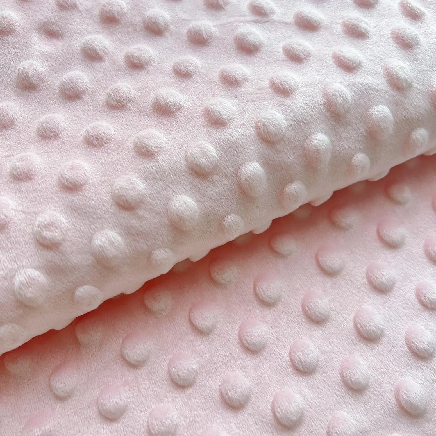 1Yardx62.6 Minky Dot Fabric by The Yard DIY Making Supplies Quilting Patchwork Cushions Plush Fleece Fabric Minky Fabric for Blanket, Pillow Covers, Clothing Making, Scarf,Sewing(Light Pink, 1 Yard)