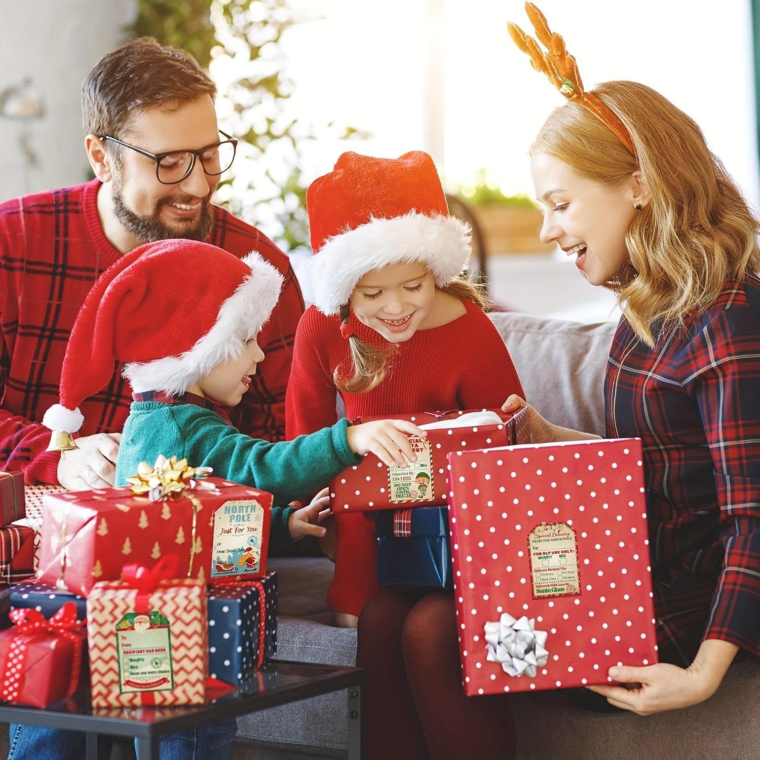 Christmas Gift Packaging Sticker Label, 200pcs/roll Gift Wrapping Sticker, Business Commodity Packaging Sealing Sticker, Gift Box Decor Packaging Label, Souvenir Sticker