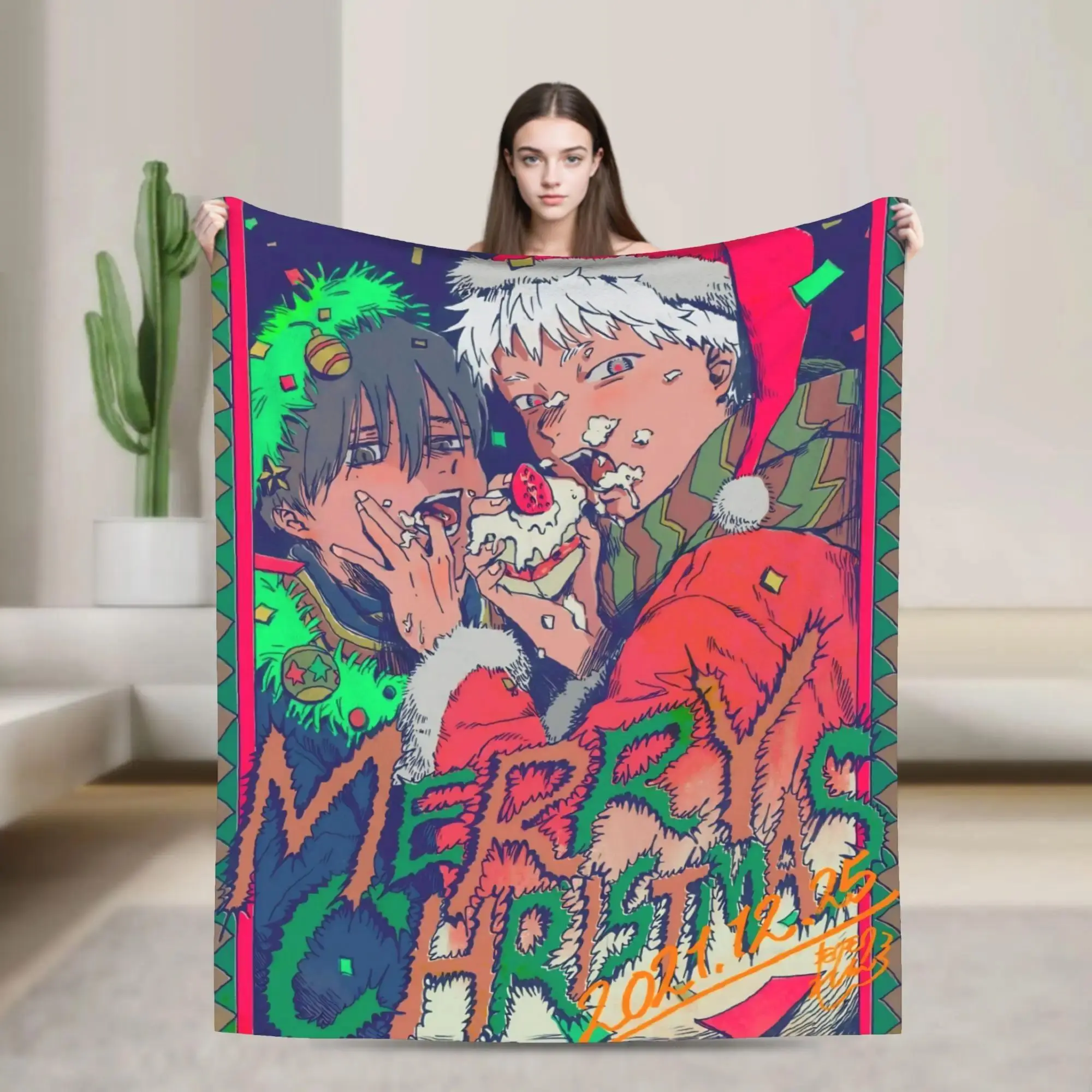 Merry Grinchmas The Summer Hikaru Died Flannel Blanket Soft Warm Throw Blanket for Couch Chair Bedroom Gift