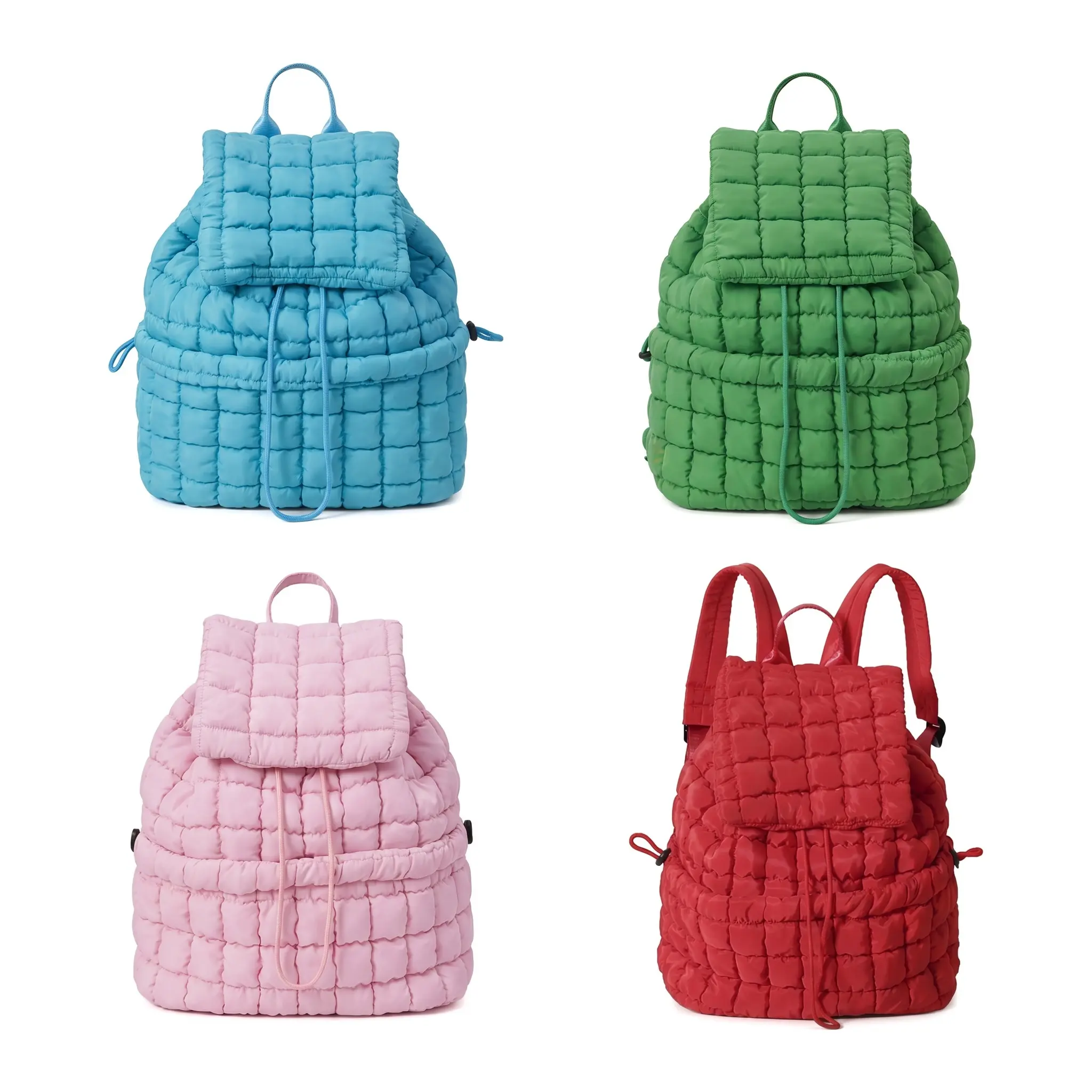 Women's Korean Style Plaid Oxford Fabric Backpack - Down-Filled, Lightweight, Fluffy, Large Capacity, Drawstring Top, Adjustable Straps, Cozy for Daily Commute & School Use, Large Capacity Backpack, Korean Chic, Oxford Nylon, Zip, Casual, Zipper, Multi-Fu