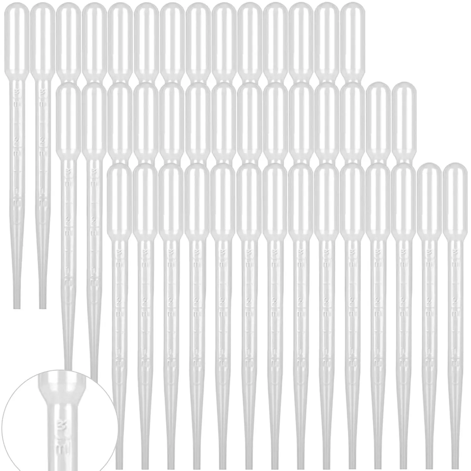 100 PCS 3ML Dropper Pipettes Essential Oil Transfer, Disposable Plastic Eye Dropper for Science Experiments, Crafting, Makeup Tool