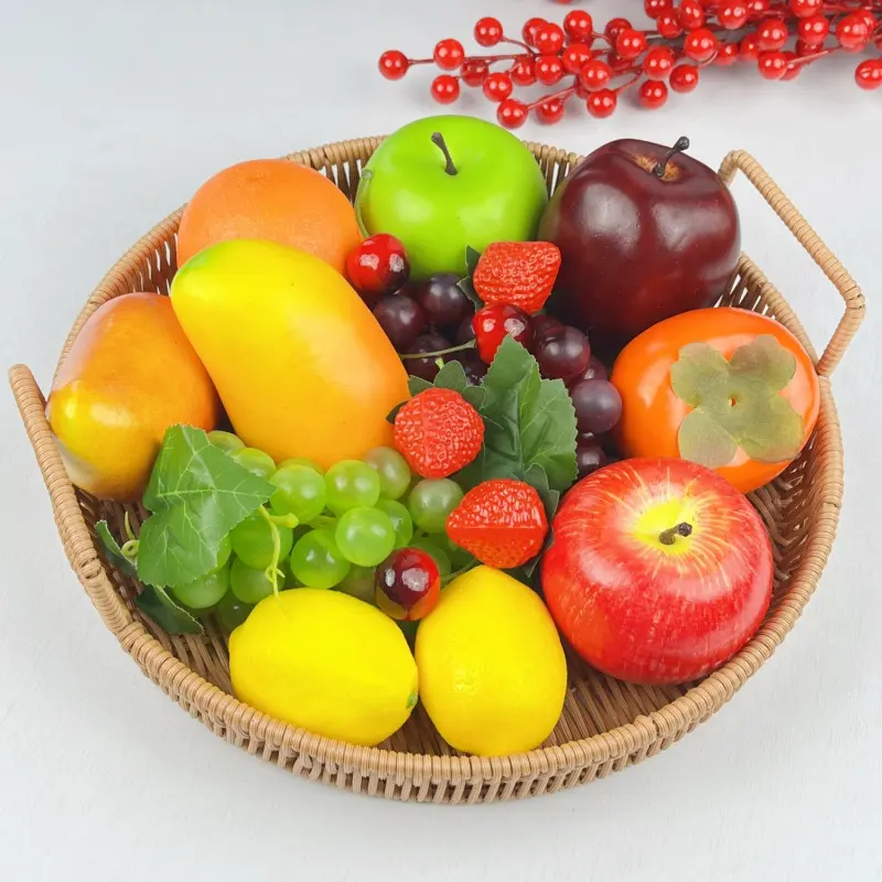 17 Styles Mixed Artificial Fruit Set, Simulation Fake Fruit Models for Kitchen Cabinet, Market Display, Wedding Tabletop, Photography Props & Home Decor