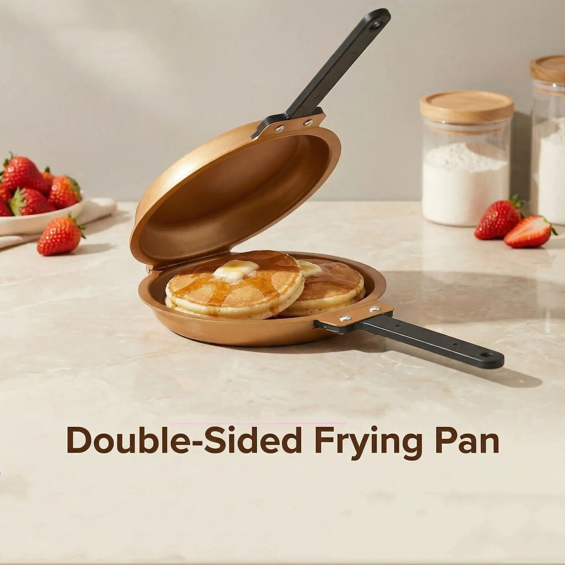 Double-Sided Cake Pan, Heart-Shaped Pancake Griddle, Round Grill, Mexican Fold Fryer, Low Smoke Egg Steak Breakfast Pot, Frying Pan