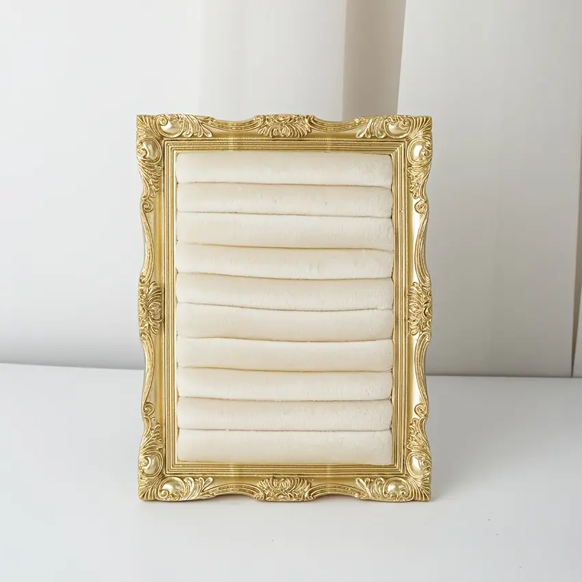 1pc Earring Ring Jewelry Display Shelf Desktop Square Vertical Jewelry Display Tray Multi-color Lint Resin Frame Jewelry Ring Display Storage Jewelry Organizer Jewelry Plate for Store Window Display for Jewelry Storage