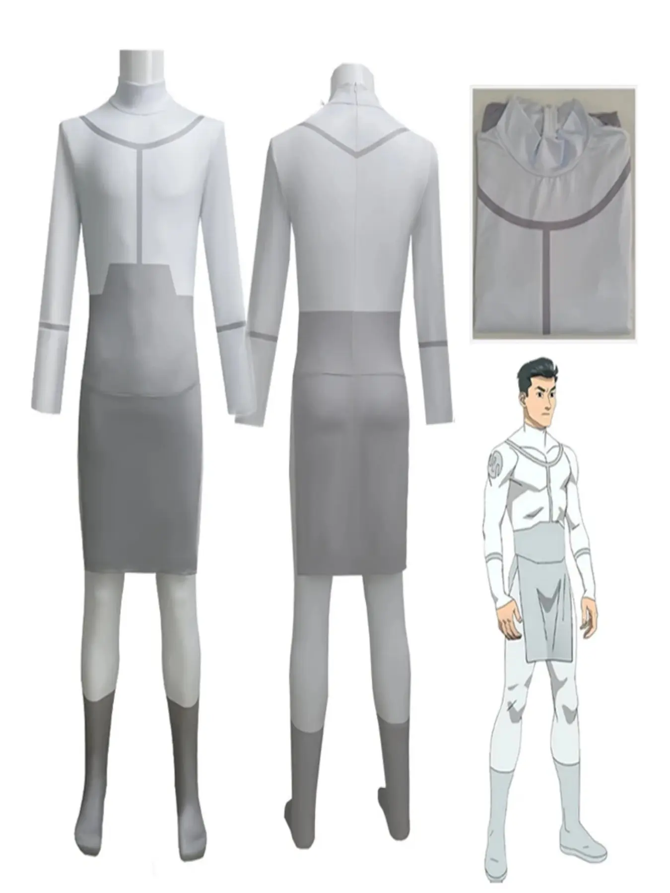 Anime Invincible Viltrumite Mark Anissa Cosplay Costume For Parties Viltrumites White Grey Jumpsuit Unisex Women Men Outfit Uniform Halloween Party
