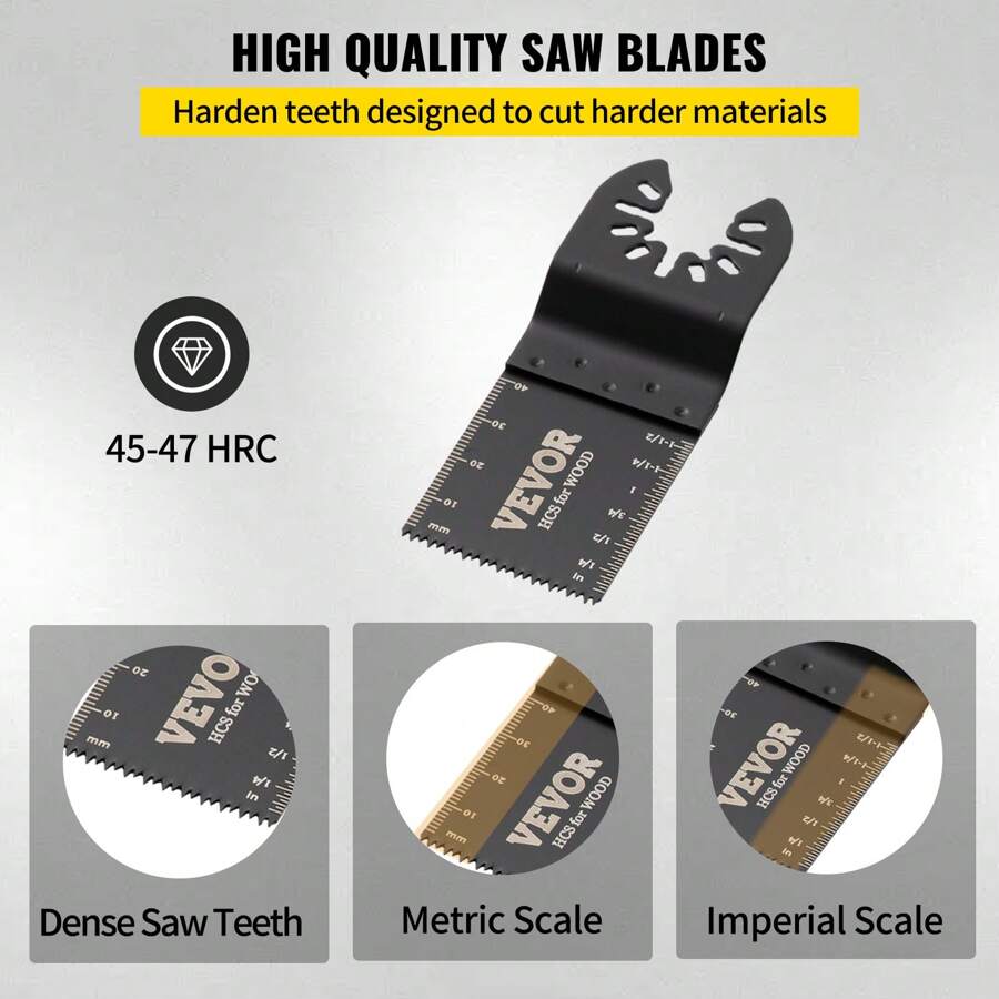 Quick Release Multitool Blades Kit, HCS Tool Blades For Wood Plastic Metal Nails Bolts, Compatible With Dewalt Fein Worx Bosch Makita Milwaukee