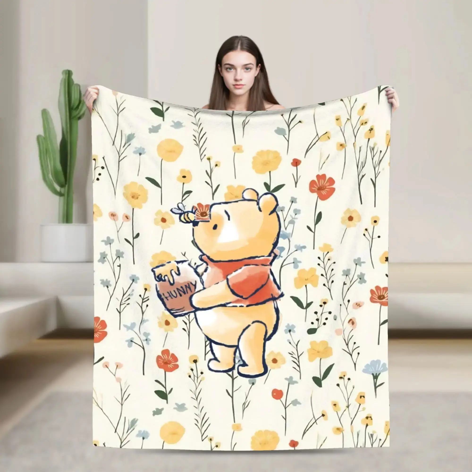 Winnie The Poohs Blanket  Super Warm Graphic Plush Bedding Throws For Child Living Room Flannel Bedspread Bed Cover