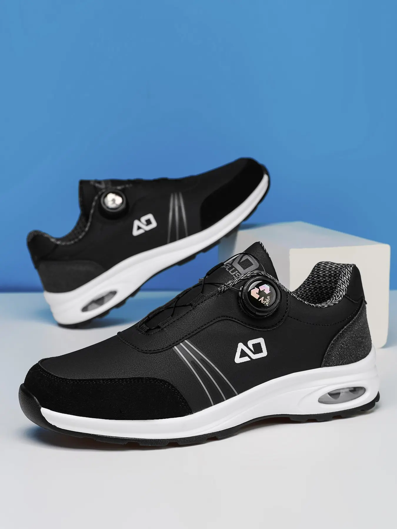 Men's Rotating Button Slip-On Leather Shoes, Waterproof Cushioned Sports Shoes, Comfortable Business Casual Footwear, All-Season Outdoor Walking Shoes, Trendy Walking Shoes
