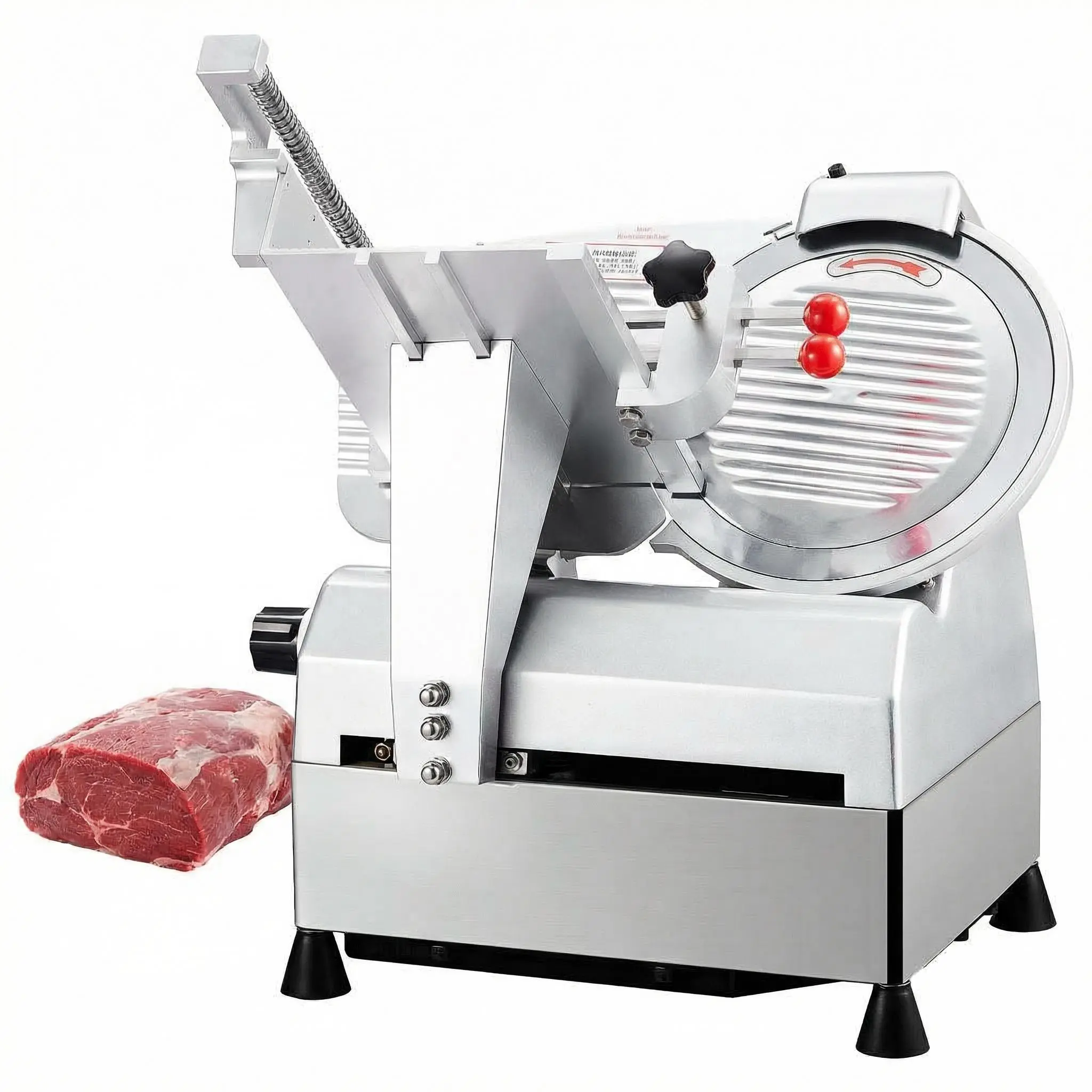 Garvee 10 Inch Automatic Commercial Deli Meat Slicer, 0-17mm Adjustable Thickness Full Auto Dual-Motor, 304 Stainless Steel & Aluminum Alloy 670W 110V White Meat Cutting Machine for Restaurant Butcher Shop