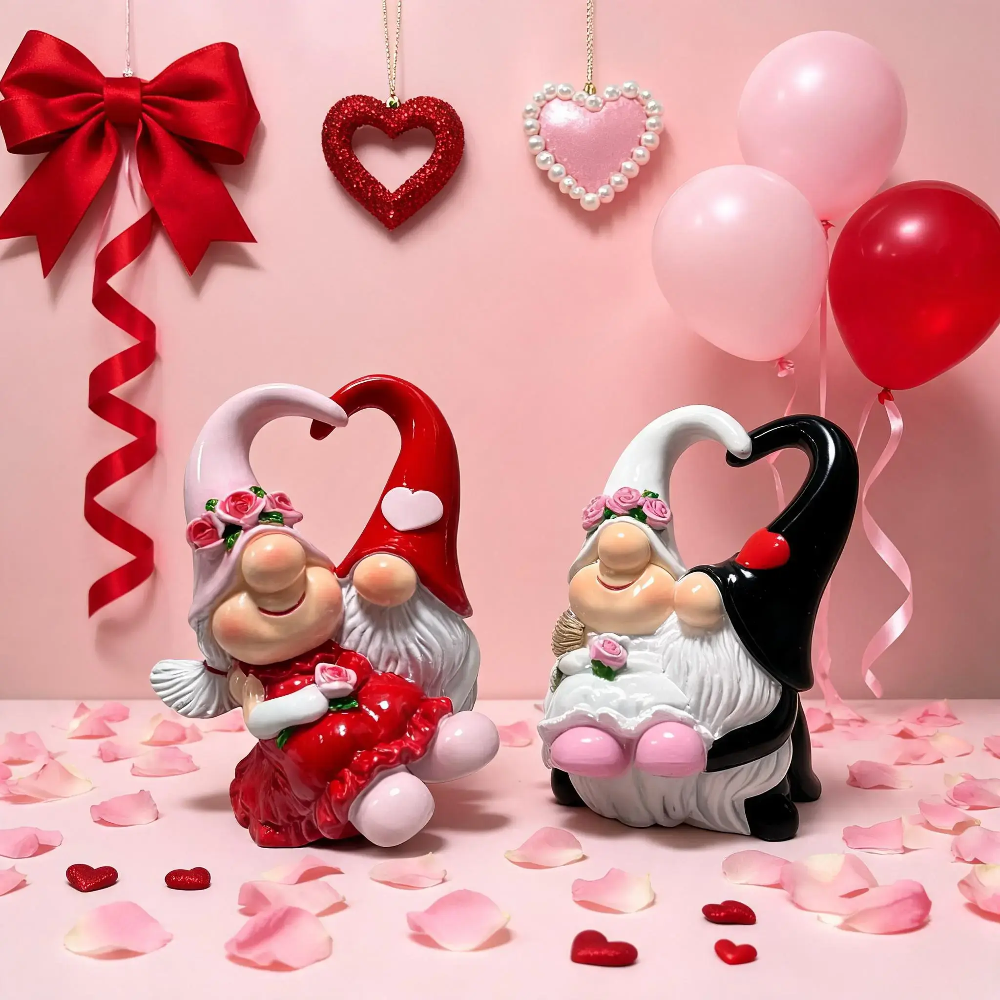 Couple Gnome Resin Decoration for Valentine's Day, Handmade Sweetheart Anniversary Gift, Charming Table Home Decor, Collectible Figurine