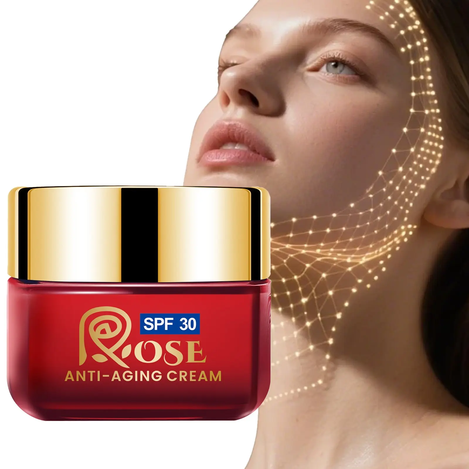 Rose Anti-Wrinkle Moisturizing Cream, Rich in Rose Essence, Hyaluronic Acid, Vitamin E, Niacinamide, Retinol, Youthful & Firming, Suitable for All Skin Types