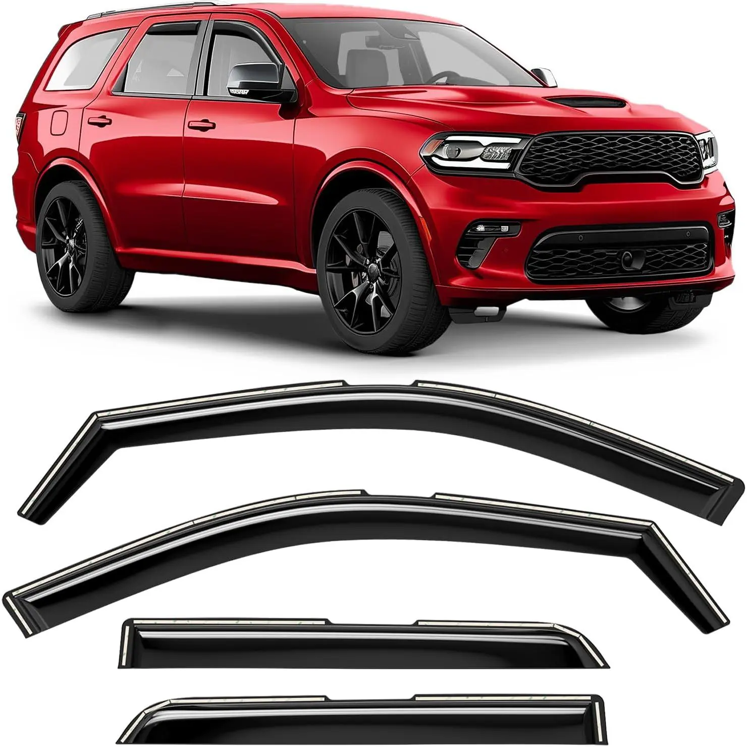 Channel Extra Durable In-Channel Car Side Window Deflectors & Visors, 4 Piece Set for Dodge Durango 2011-2026 Vent Window Guards, Part No. 200486
