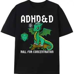 2026 fashionable ADHD & D scroll focuses on printing, men's and women's couple fashion T-shirts, pure cotton T-shirts, full of real design