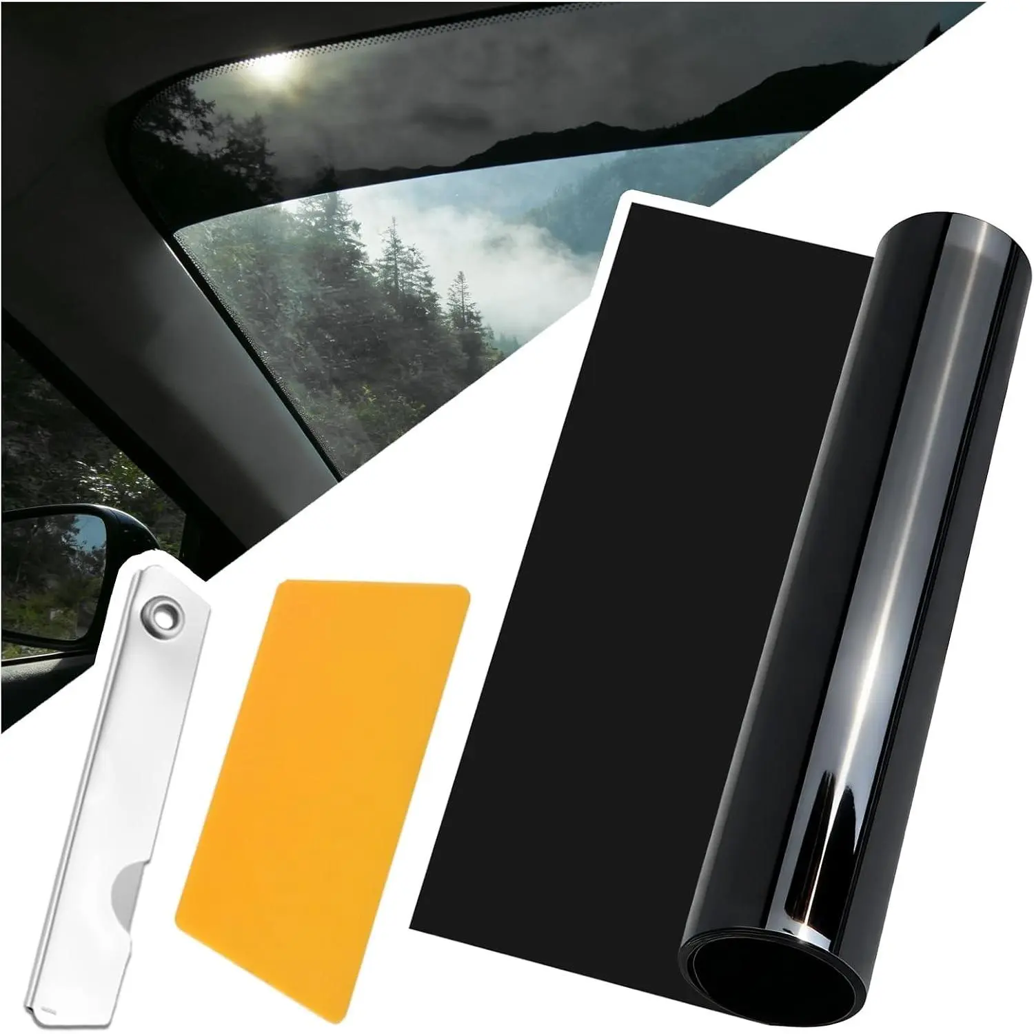 Car Windshield Tint Strip Kit 59"x5.9", 5% VLT Car Window Tint Film Reduces Glare, with Scraper & Knife, Professional Tints for Car Window & Windshield Car Accessories