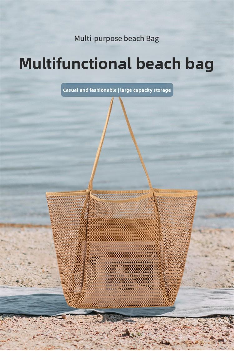 Large Capacity Beach Bag, Outdoor Mesh Camping Backpack, Foldable Shoulder Bag, Home & Outdoor Storage Bag, Ideal for Camping, Outdoor Camping Supplies