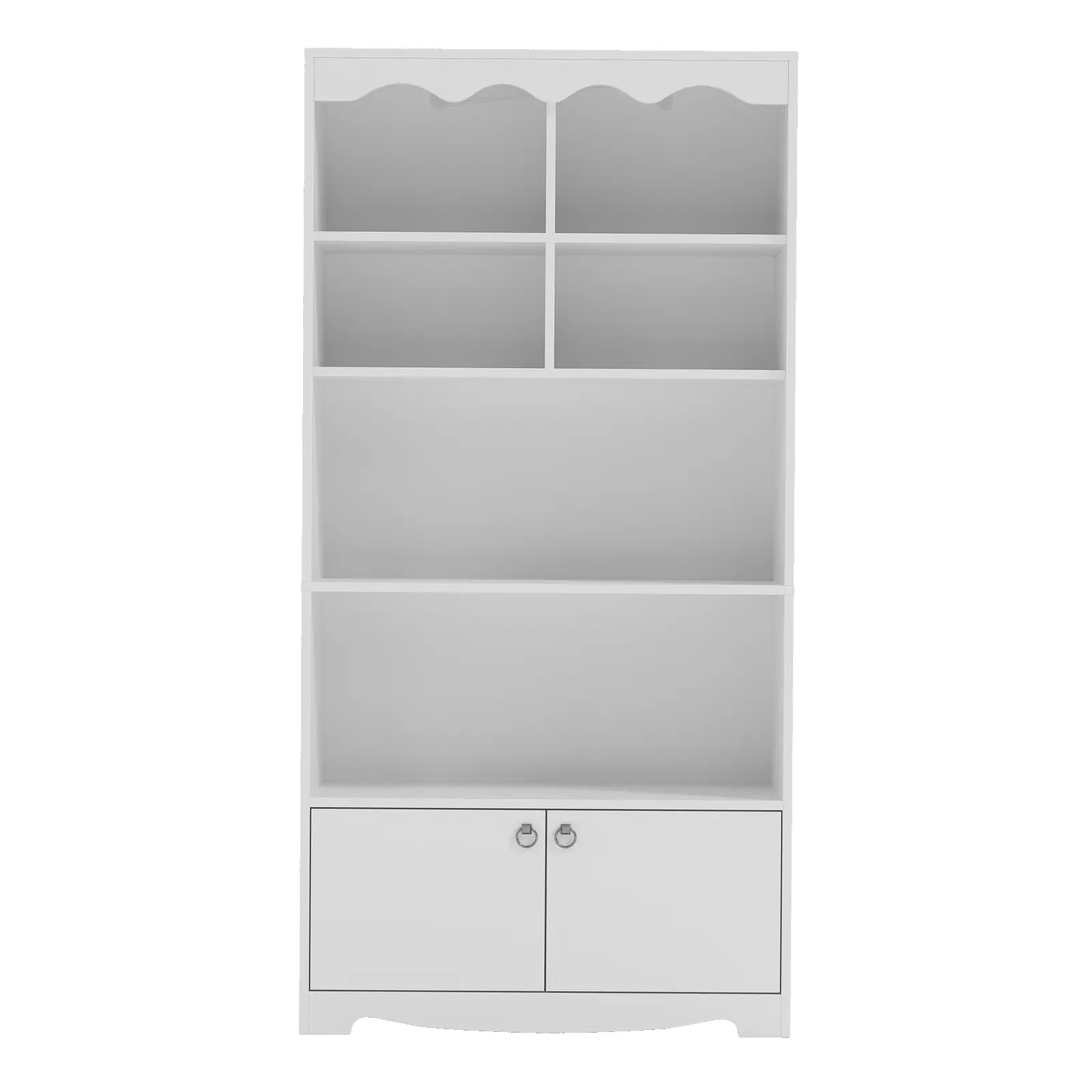 Modern 5-Tier Bookshelf with Doors - 63 Inch Tall Wood Bookcase - Large Open and Closed Storage Cabinet - Freestanding Display Shelf for Home Office, Living Room, Bedroom
