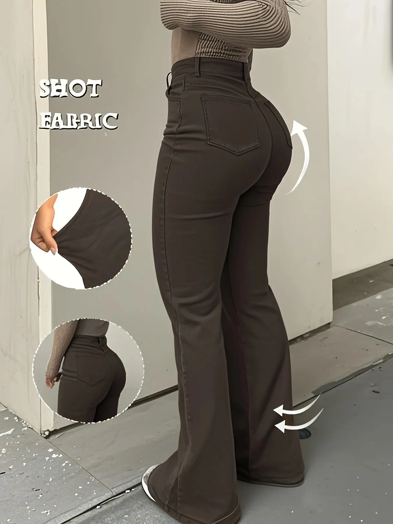 High Waist Flare Jeans for Women, Elastic Bootleg Pants, Y2K Street Casual Vintage Fashion, Comfortable and Stylish, Bottoms