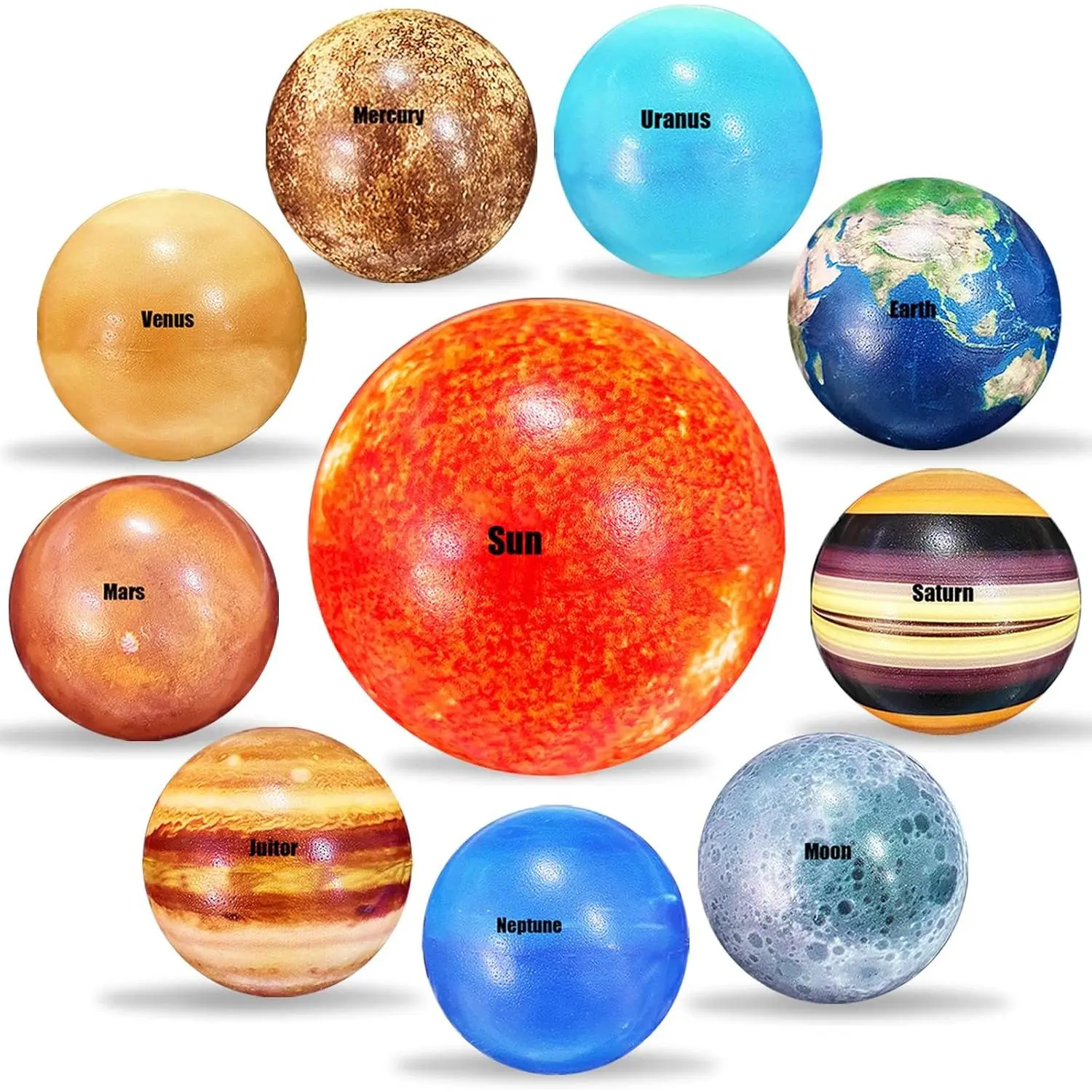 10PCS Solar System Planet Stress Relief Balls - Educational Anti-Stress Toys for Adults Kids, Perfect for Early Study, Party Game, Birthday Gifts Prize