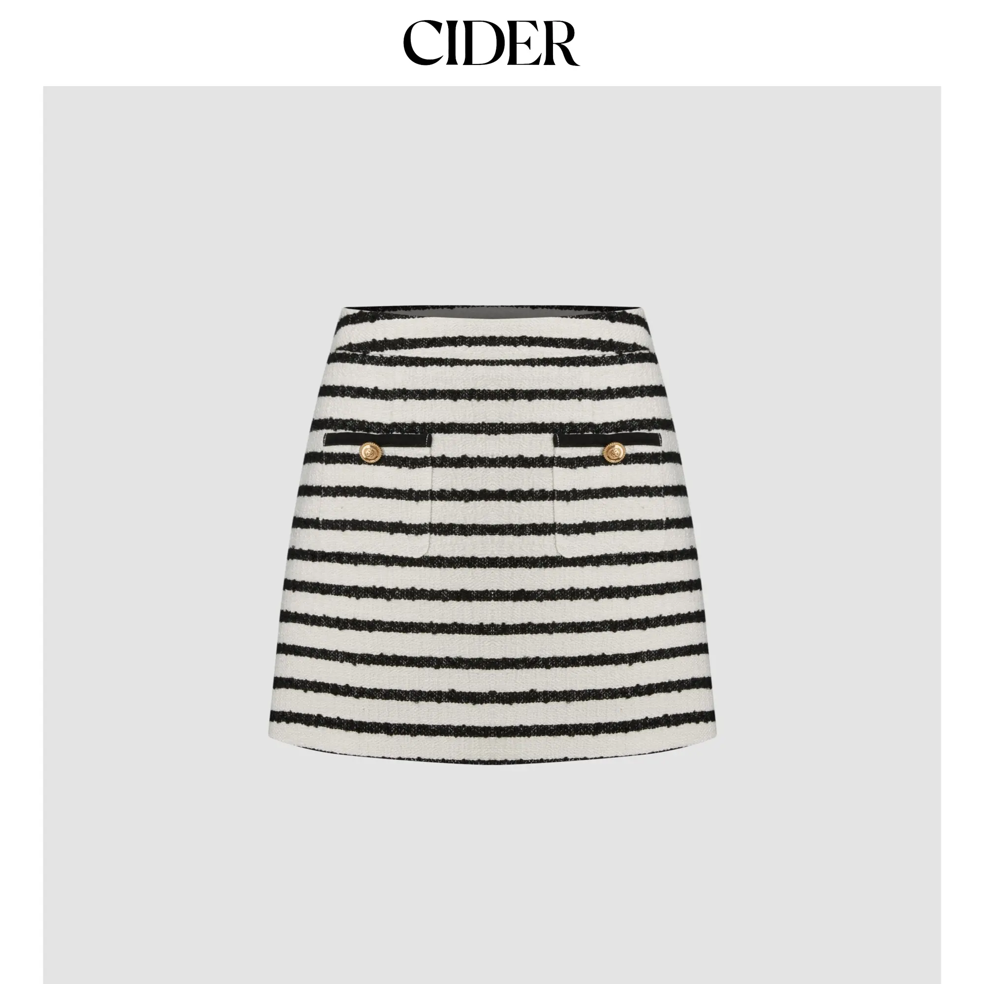Cider [size 2-10] Tweed Mid Rise Striped Pocket Zipper Mini Skirt