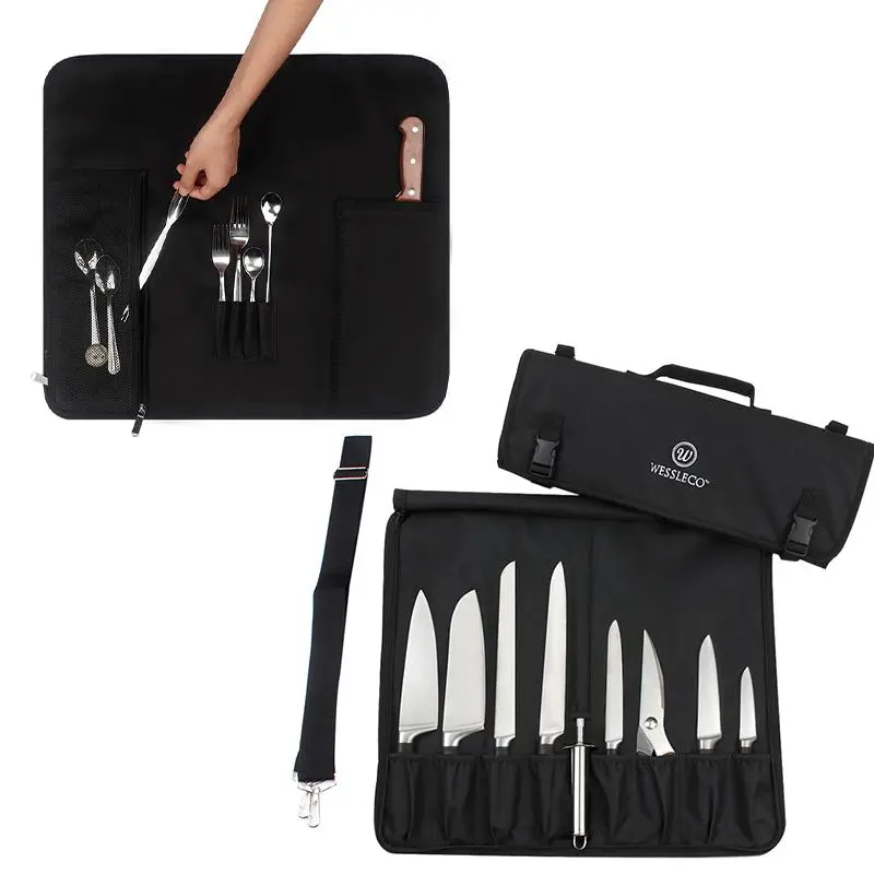1-Piece Portable Chef Knife Roll Bag with Handle, Lightweight Durable Kitchenware Storage Bag for Traveling Chefs, One Piece