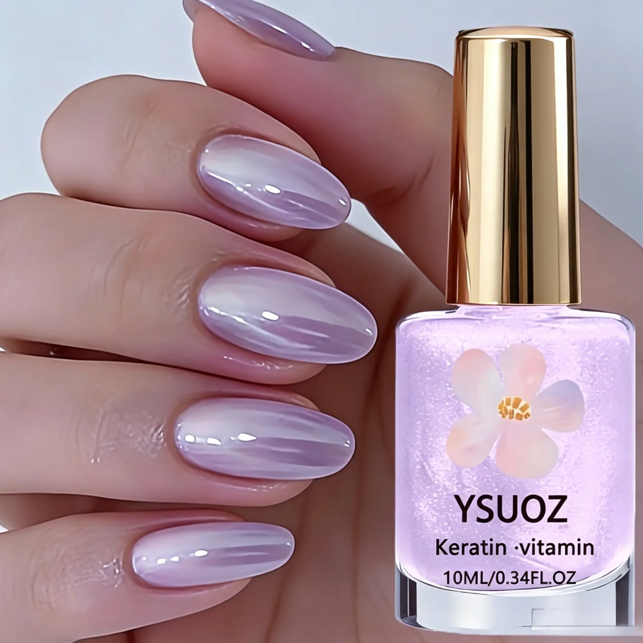 Purple Pearl Shell Nail Strengthening Oil, Alcohol-Free, Quick Natural Drying, Long-Lasting Shine, Manicure-Friendly, Suitable for All Seasons and Key Occasions, Liquid, Quick Dry
