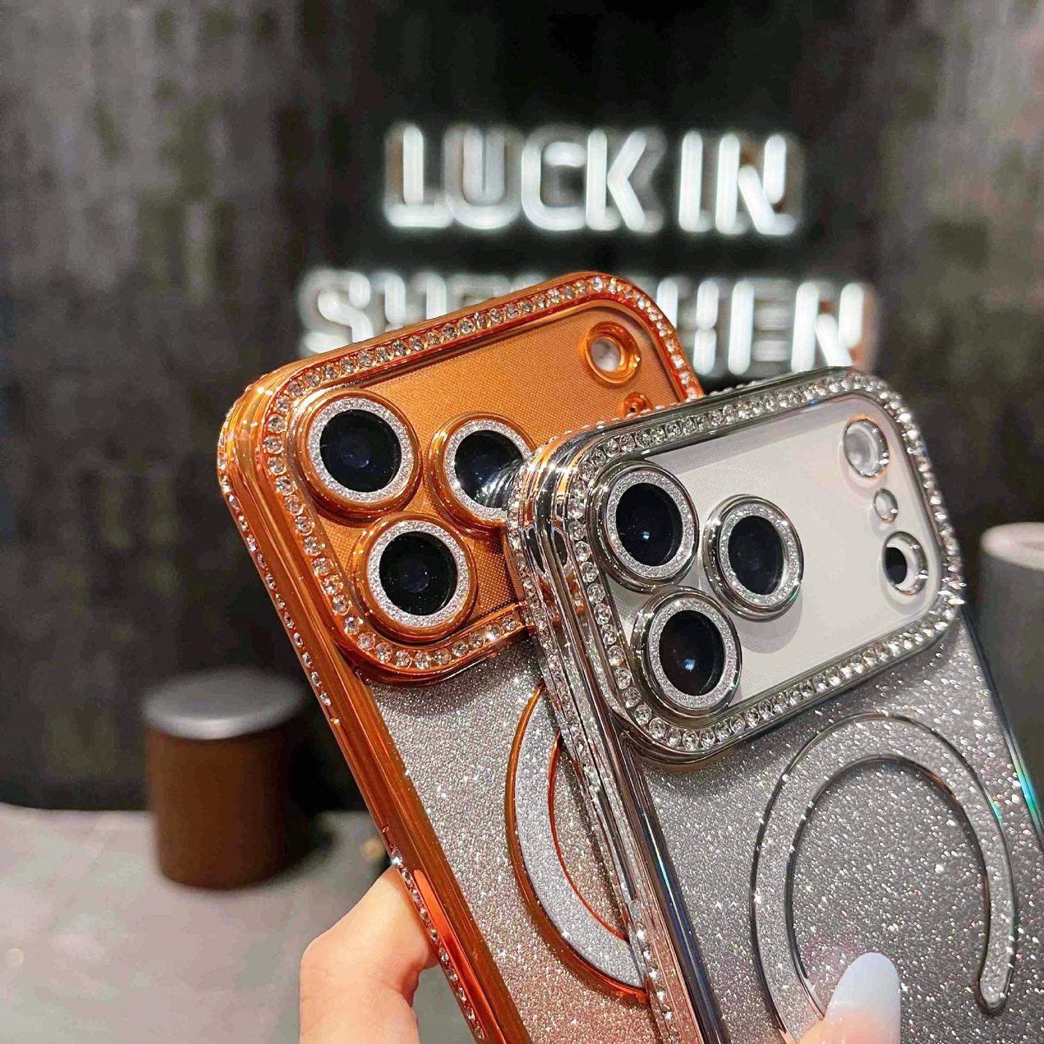 OREKROY Luxury Bling Glitter Case for iPhone 17 Pro Max, 17 Air, 17 Pro, 16, 15, 14, 13, 12 Pro Max – MagSafe Compatible, Sparkle Rhinestone Diamond Protective Case, Shockproof, Camera Lens Protector, Premium Plating, Perfect for Women & Girls